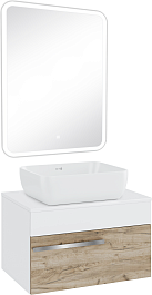 Runo Мебель для ванной Вудлайн 65 Cuatro дуб крафт/белая – фотография-1